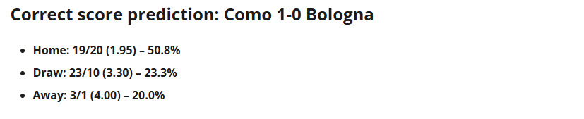 Siêu máy tính dự đoán Como vs Bologna, 21h00 ngày 10/1 - Ảnh 1