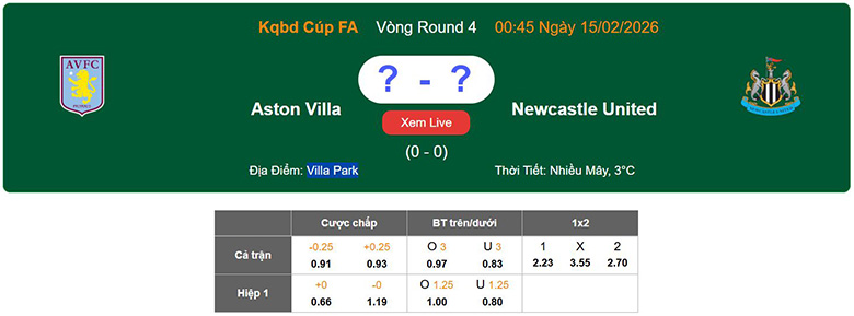 Nhận định, soi kèo Aston Villa vs Newcastle, 0h45 ngày 15/2: Đi tiếp - Ảnh 1
