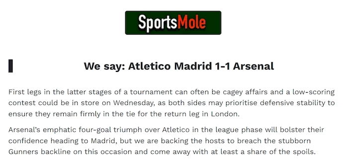 Chuyên gia Tony Ansell dự đoán Atletico Madrid vs Arsenal, 2h00 ngày 30/4 - Ảnh 1