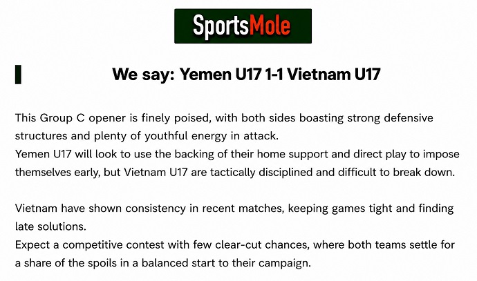 Chuyên gia Tony Ansell dự đoán U17 Yemen vs U17 Việt Nam, 0h00 ngày 7/5 - Ảnh 2